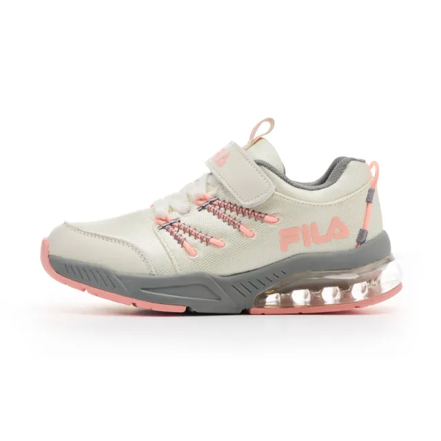 【FILA】KIDS 大童氣墊慢跑運動鞋-米 (3-J809Z-445)