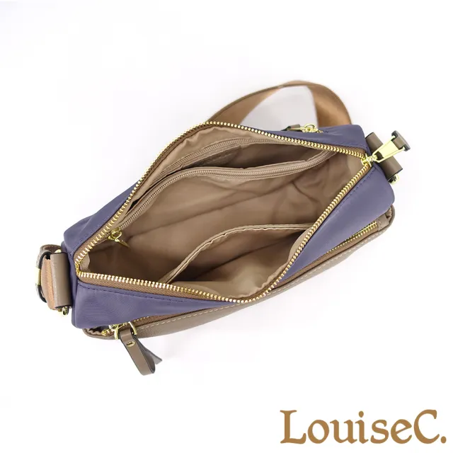 【LouiseC.】雙11 Tree House 質感牛津尼龍 牛皮 大尺寸 配色半月形 肩背斜背胸肩防水包 4色