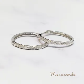 【Ms caramelo 焦糖小姐】925純銀鍍K白 耳扣式圓環耳環(鋯石耳環)