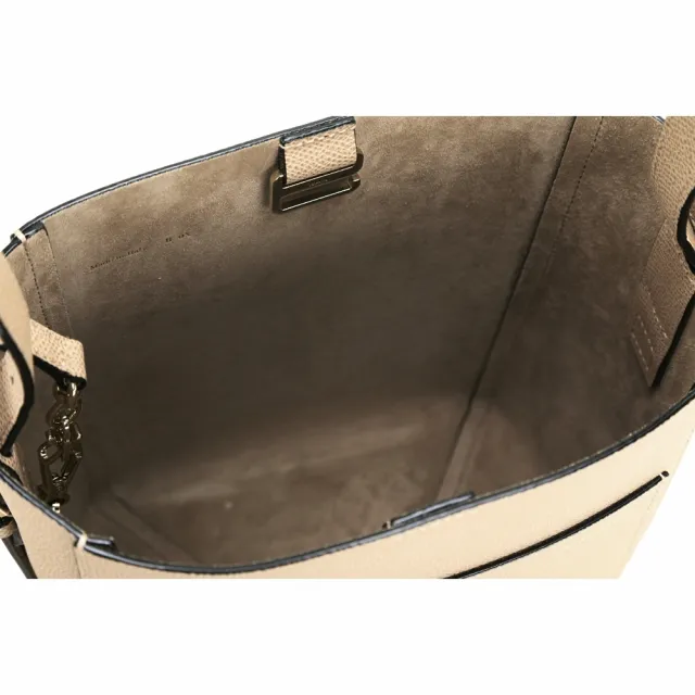 【Valextra】Soft Bucket 迷你勾扣款 壓紋牛皮肩背水桶包(奶茶色 手提包 義大利愛馬仕)