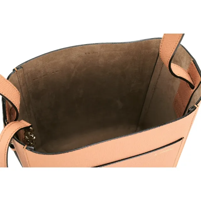 【Valextra】Soft Bucket 迷你款 壓紋牛皮肩背水桶包 附萬用包(暗粉色 手提包 義大利愛馬仕)