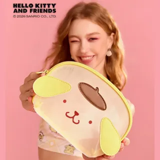 【SANRIO 三麗鷗】正版授權布丁狗透氣網布化妝包收納包零錢包(閨蜜女兒女友生日聖誕交換禮物)