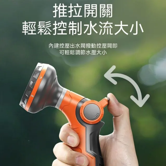 【MUAN】八段式高壓園藝水槍(多功能洗車水槍/澆花噴槍/強勁水壓/園藝澆水/萬用接頭組/洗車工具)