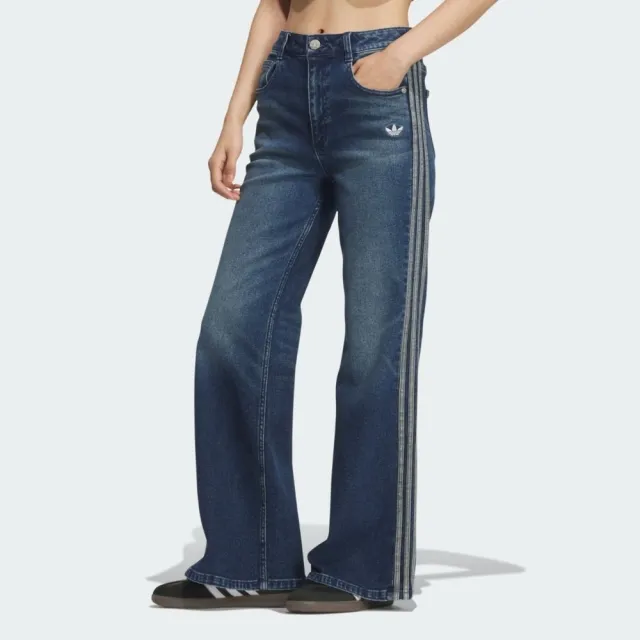 【adidas 愛迪達】Crft Flair Pant 女 水洗喇叭褲 深藍 牛仔 丹寧 百搭(KT3174)