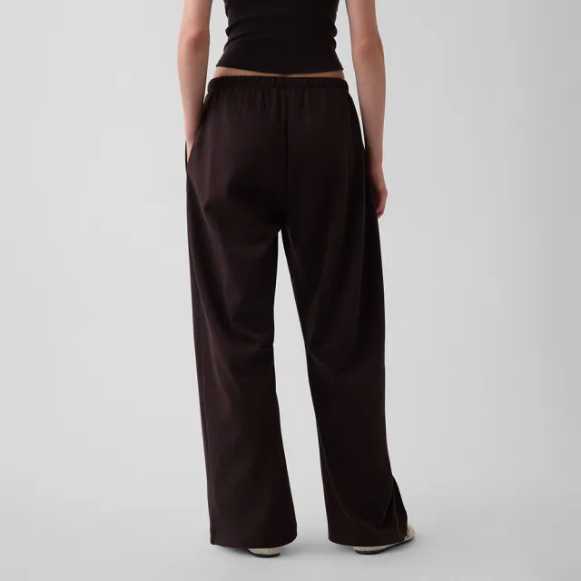 【GAP】法式毛圈布GAP NYC Logo休閒寬筒運動褲-大地棕(911046)