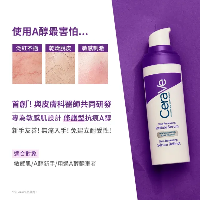 【CeraVe 適樂膚】極抗痕刷A必備組★極抗痕A醇緊緻修護精華 30ml+極抗痕多緊緻修護霜 48g