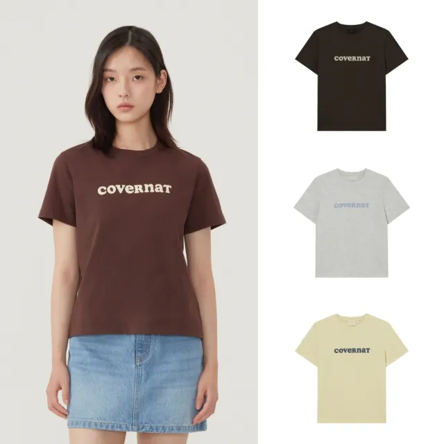 【COVERNAT】官方旗艦館 男女款- Logo短袖T恤 (UNI短袖上衣 黑/萊姆綠/燕麥/白色)