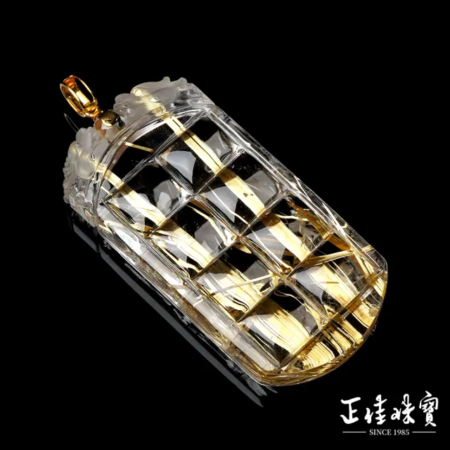 【正佳珠寶】金鈦晶 蒐藏級玻璃體 節節高升 平安無事牌 38.2g 金鈦晶吊墜｜18K