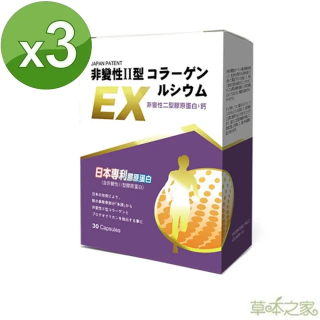 【草本之家】日本非變性二型膠原蛋白+鈣3入組(30粒/入)(MSM、檸檬酸鈣、珊瑚鈣、膠原蛋白)