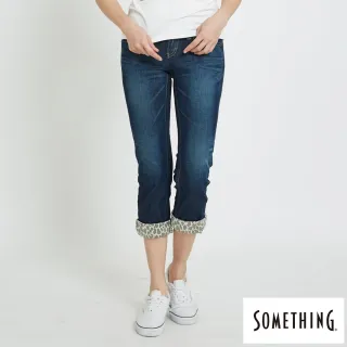 【SOMETHING】女裝 NEO FIT合身七分牛仔褲(中古藍)