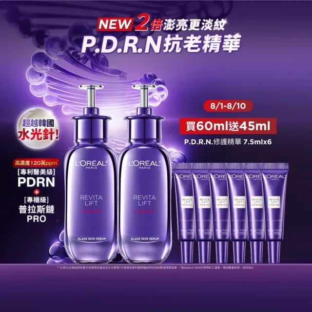 【L’OREAL Paris 巴黎萊雅】超水光P.D.R.N修護精華 30ml_2入組(修護/保濕/PDRN)