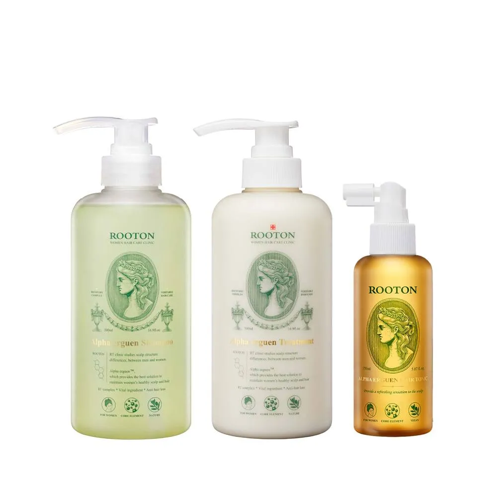 【ROOTON 官方直營】甦活植萃完善修護組-洗髮精500ml+護髮素500ml+養髮液髮根噴霧150ml(產婦友善)