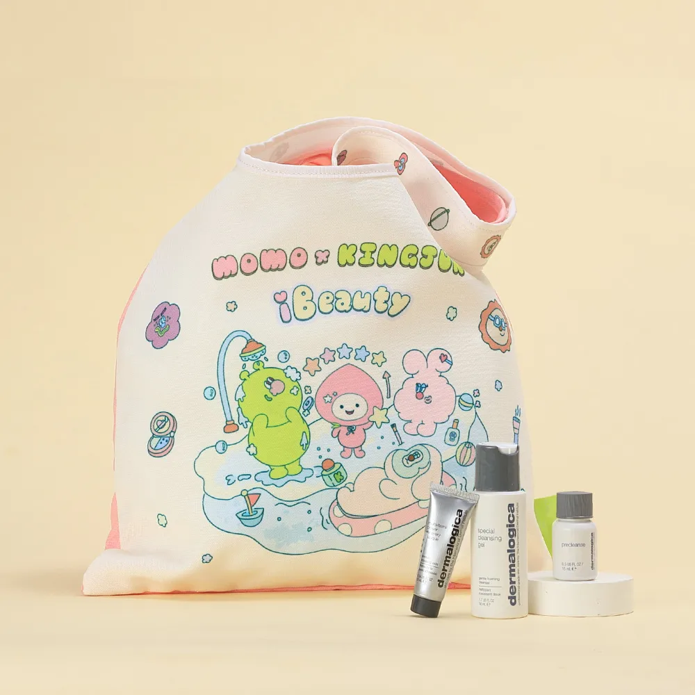 【dermalogica 德卡】疲憊肌充電組(潔膚蜜50ml+多維面膜10ml+純植卸妝油15ml)(momo x KINGJUN美妝聯名袋)