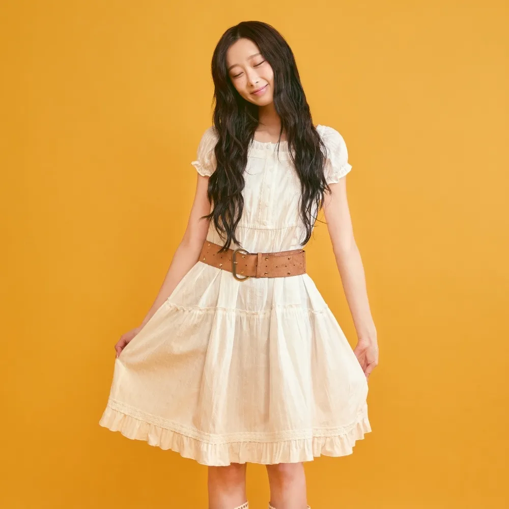 【Wacky WiLLY】官方旗艦館 女款棉質鏤空馬甲連身裙 白(WMS洋裝 GISELLE同款 WA2602OP62WH)