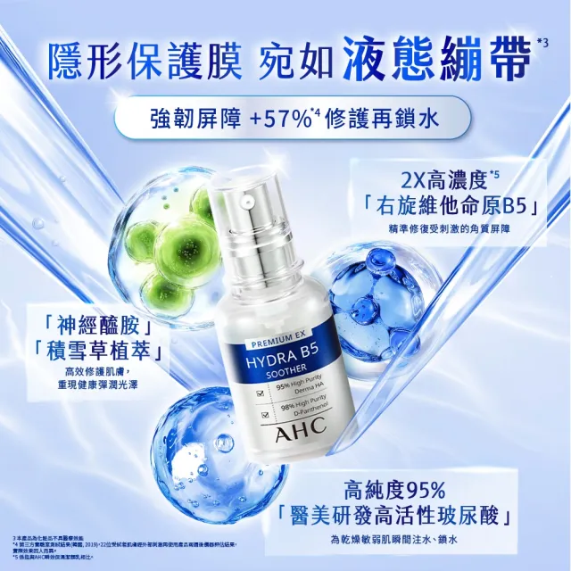 【AHC】瞬效B5微導玻尿酸保濕精華液30ml_3入(右旋B5/玻尿酸/保濕霸主/高效修護/敏感肌適用)
