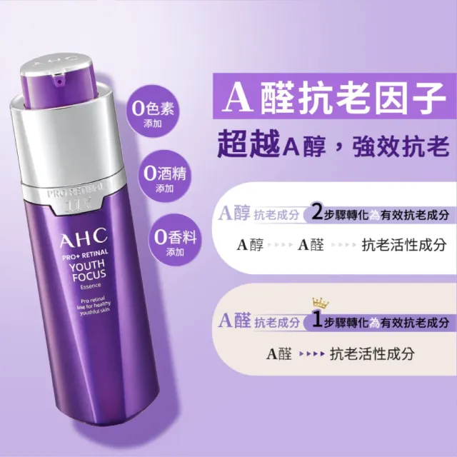 【AHC】PRO+A醛逆時煥活緊緻精華30ml_2入組(超能A醛/超越A醇/紫濾鏡/撫細紋/緊緻毛孔/抗老/煥膚)