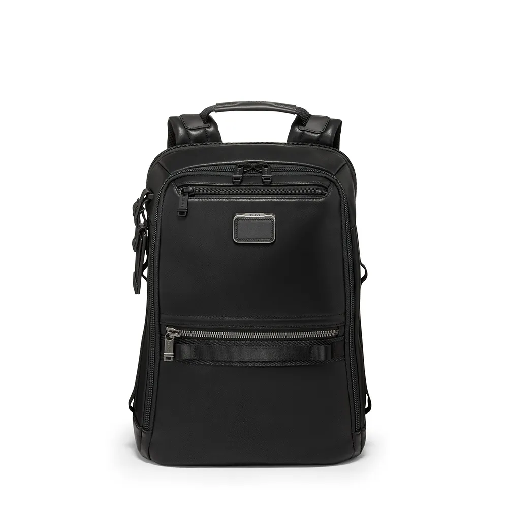 【TUMI】Alpha Bravo Dynamic 皮革商務休閒背包 - 黑色(TUMI 官方旗艦店)