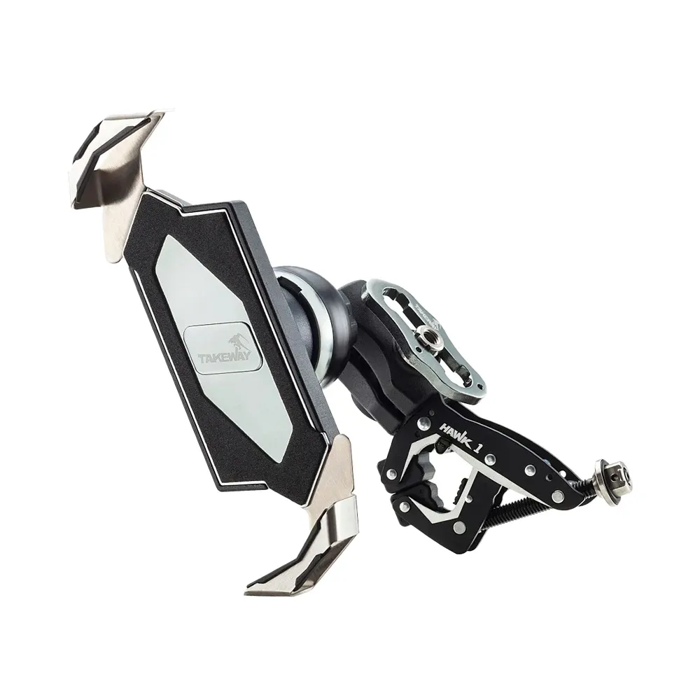 【TAKEWAY】黑隼Z機車手機架-雙磁浮減震-運動夾防盜版(HAWK1-PH05-AnvPRO/可夾車把/重機/摩托車手機夾)
