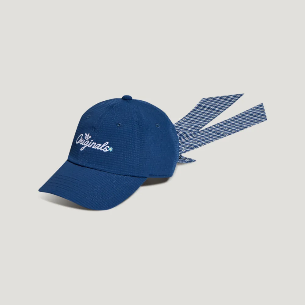 【adidas 愛迪達】Bowtie Cap 帽 深藍 蝴蝶結帽子 可拆 經典 泡泡紗(KX6985)