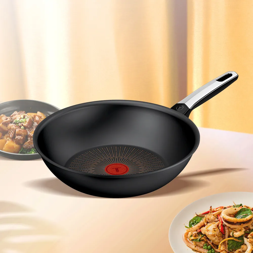 【Tefal 特福】法國製 精悍系列28cm不沾鍋炒鍋/硬悍鍋(不挑爐具、IH爐可用鍋)