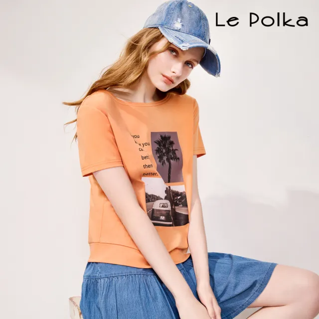 【Le Polka】風景印花文字上衣-女