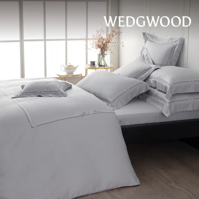 【WEDGWOOD】600織埃及棉刺繡 薄被套床包枕套四件組(雙人任選)