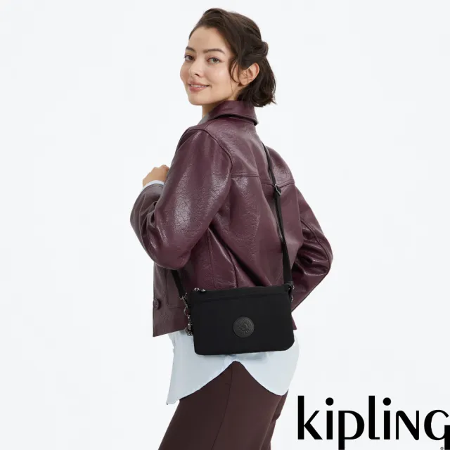 【KIPLING】『千層包』碳黑單肩隨身斜背包-RIRI 女包