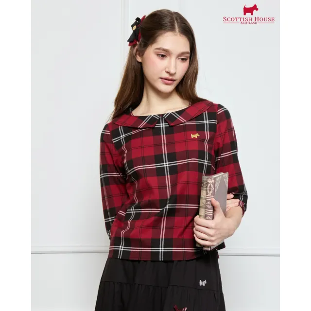 【SCOTTISH HOUSE】C50七分泡袖上衣-紅黑格 CJYB1305
