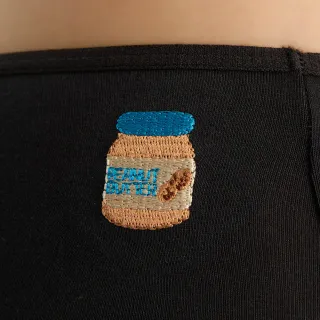 【Anden Hud】抗菌系列．細邊中腰三角內褲(黑-刺繡花生醬)