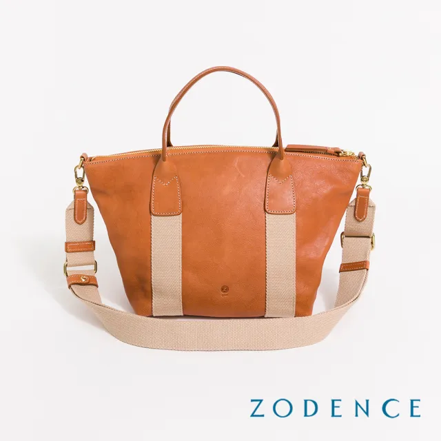 【ZODENCE 佐登司】AGNES義大利植鞣革烙印手提斜背包-大