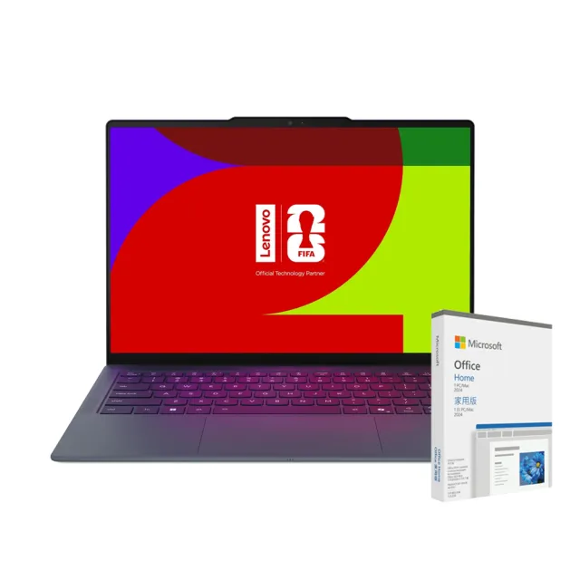 【Lenovo】Office 2024組★FIFA聯名款14吋Ultra 7輕薄觸控AI筆電(Yoga Slim 7/83QK000NTW/Ultra 7-355/32G/