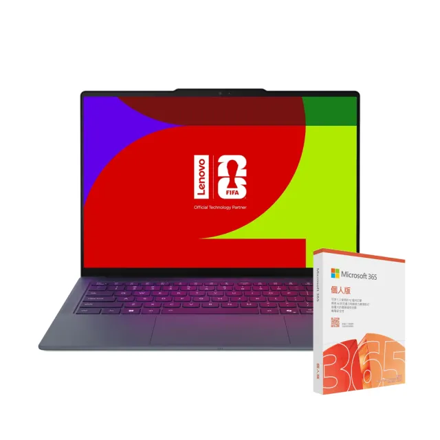 【Lenovo】微軟M365一年組★FIFA聯名款14吋Ultra 7輕薄觸控AI筆電(Yoga Slim 7/83QK000NTW/Ultra 7-355/32G
