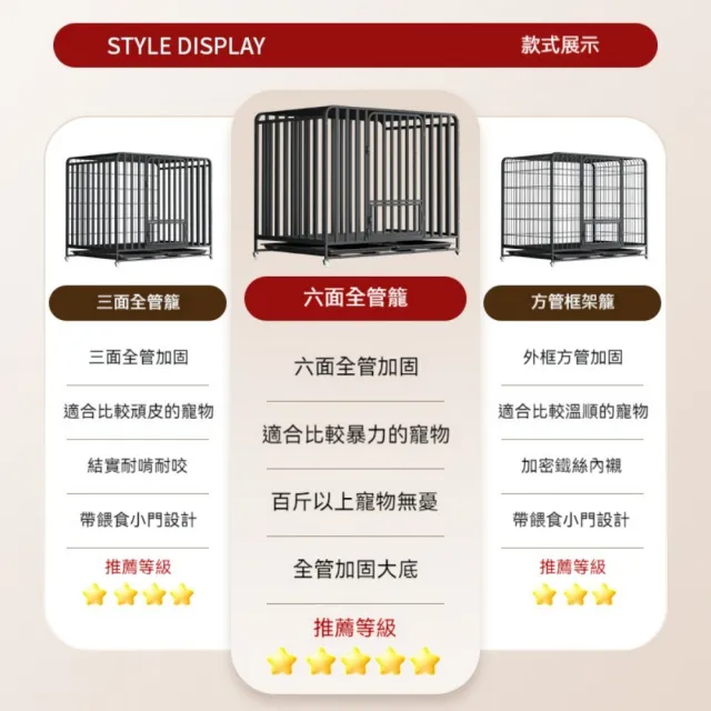 【匠俱】加厚方管狗籠 95*65*85cm 大中小型犬通用別墅籠 金毛中型犬家用圍欄狗窩 加固耐咬居家飼養籠