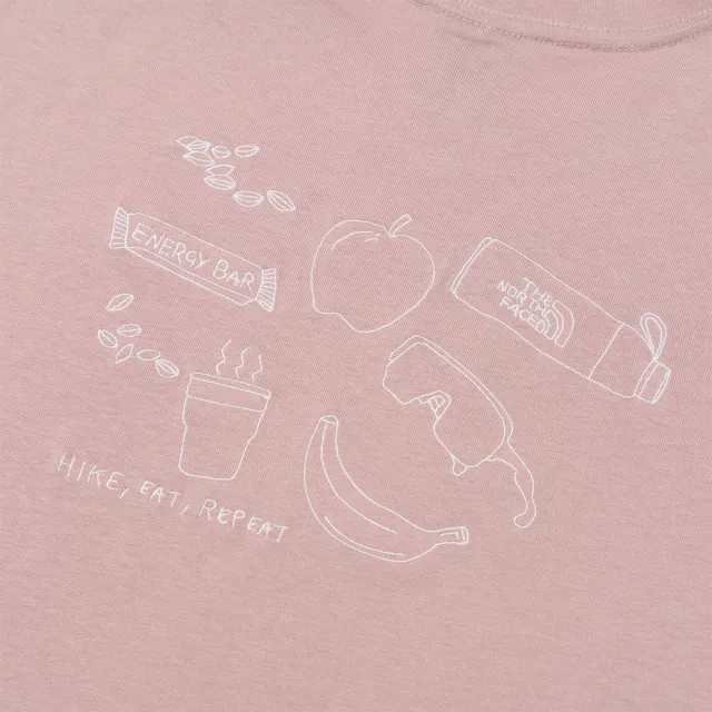【The North Face】TNF 休閒 運動 手繪圖案短袖T恤 W HIKE RLX SS TEE GRAPHIC - AP 女 粉 (NF0A8JKZ0SO)