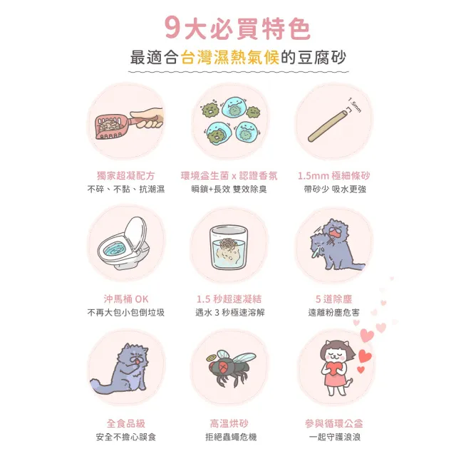 【超凝小姐】益生菌除臭豆腐砂2.7kg（7L）六入組(豆腐砂/貓砂/根除臭源/低粉塵/可沖馬桶)