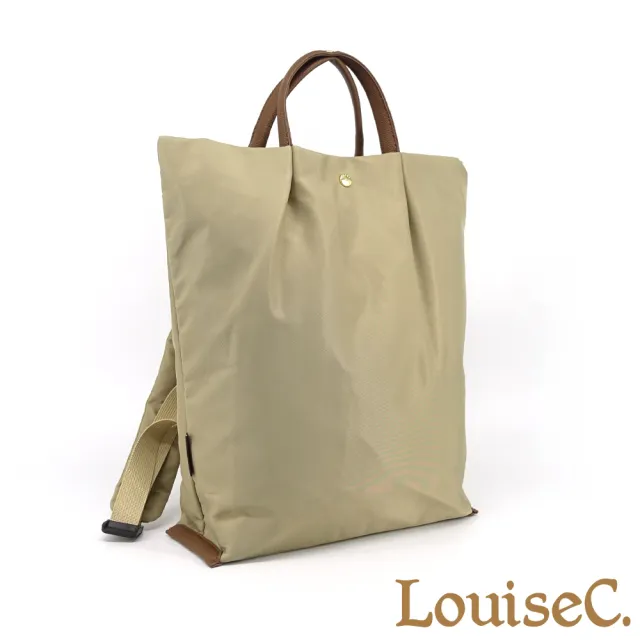 【LouiseC.】雙11 Tree House 超輕量尼龍 牛皮 收褶設計雙隔層 手提後背防水包 3色 YSL004