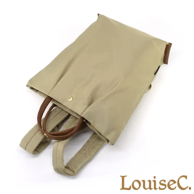 【LouiseC.】雙11 Tree House 超輕量尼龍 牛皮 收褶設計雙隔層 手提後背防水包 3色 YSL004