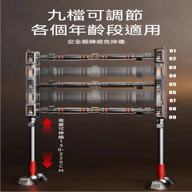 【ZHIPU 芝浦】長槓 免打孔單槓 落地支撐桿 健身架 門上單槓 吊槓單槓 引體向上器 75-100cm牆距安裝定製款L