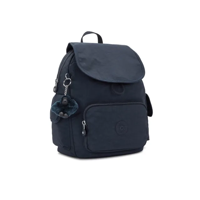 【KIPLING】『猴子包』碧海深藍拉鍊掀蓋後背包-CITY PACK S 女包
