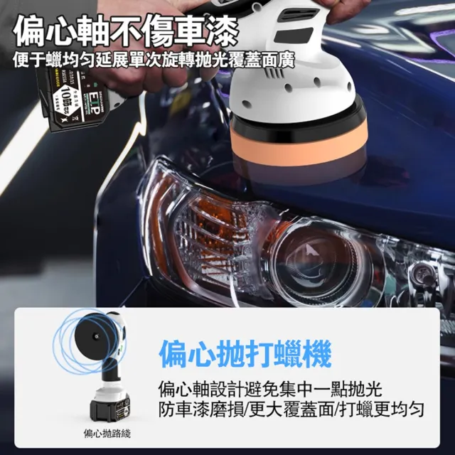 【DOMU 東牧】拋光機 無線鋰電打蠟機 DA偏心機 除玻璃油膜 6吋DA數顯拋光機（十節兩電）贈16件套