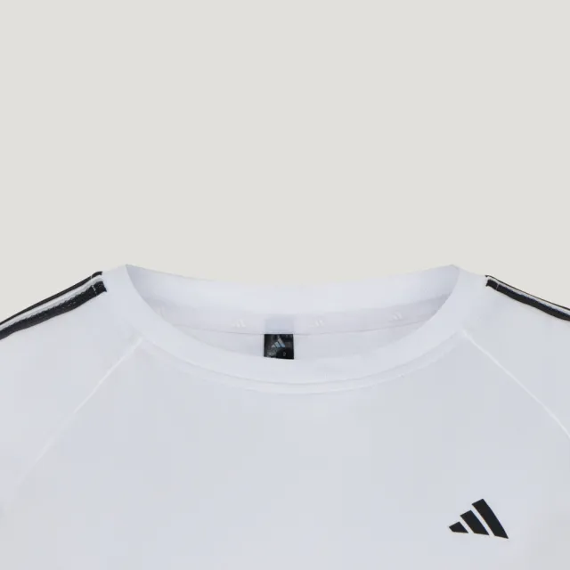 【adidas 愛迪達】短袖上衣 KZ1526 女款修身短版落肩T恤 白色