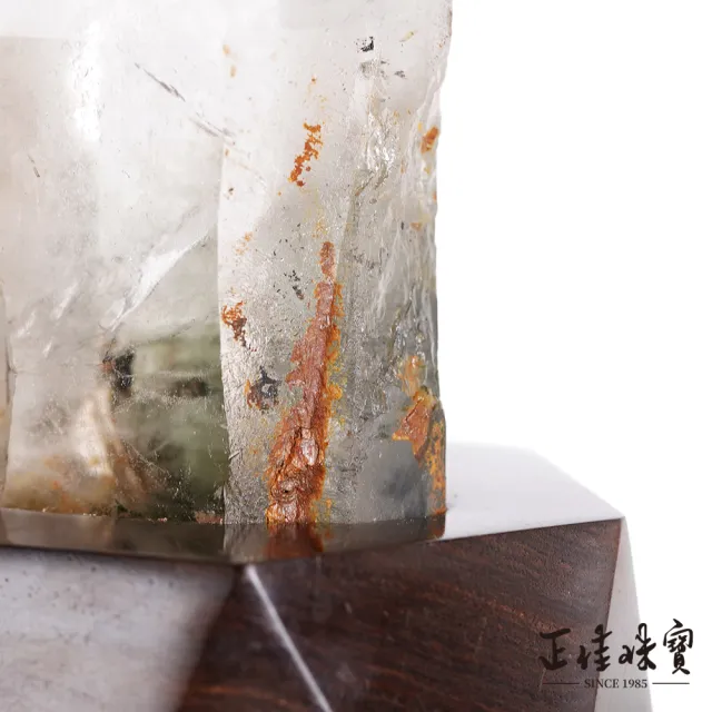 【正佳珠寶】綠幽靈 頂級異象金字塔水晶柱 1.9kg 綠幽靈水晶球｜特製木座
