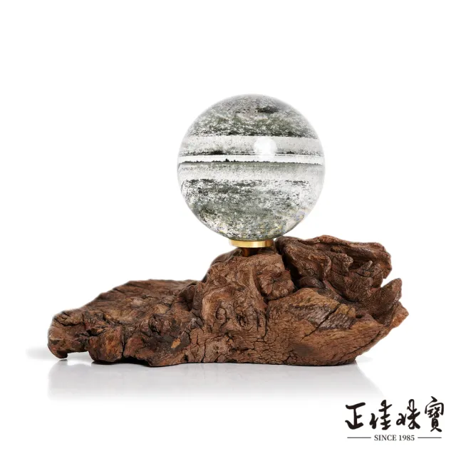 【正佳珠寶】綠幽靈 頂級異象千層水晶球 57.4mm 綠幽靈水晶球|特製木座
