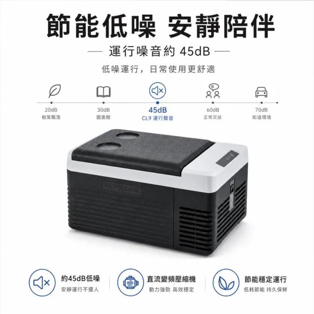 Alpicool冰虎  CL9 行動冰箱 數位面板操作｜最低 -20°C 製冷｜45dB 低噪運轉 車用冰箱 移動冰箱