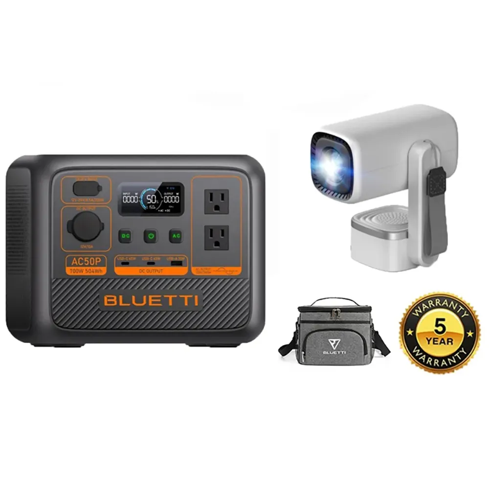 【BLUETTI】1000W AC50P 戶外移動電源+露營投影機(移動電源 戶外電池 露營 車宿 行動電源 UPS)