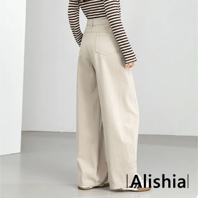 【Alishia】復古個性修身拼接高腰彎刀褲 長褲 28-32腰(卡其色 / 軍綠色)