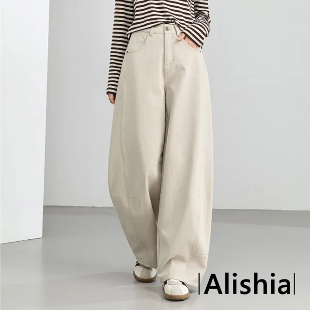 【Alishia】復古個性修身拼接高腰彎刀褲 長褲 28-32腰(卡其色 / 軍綠色)