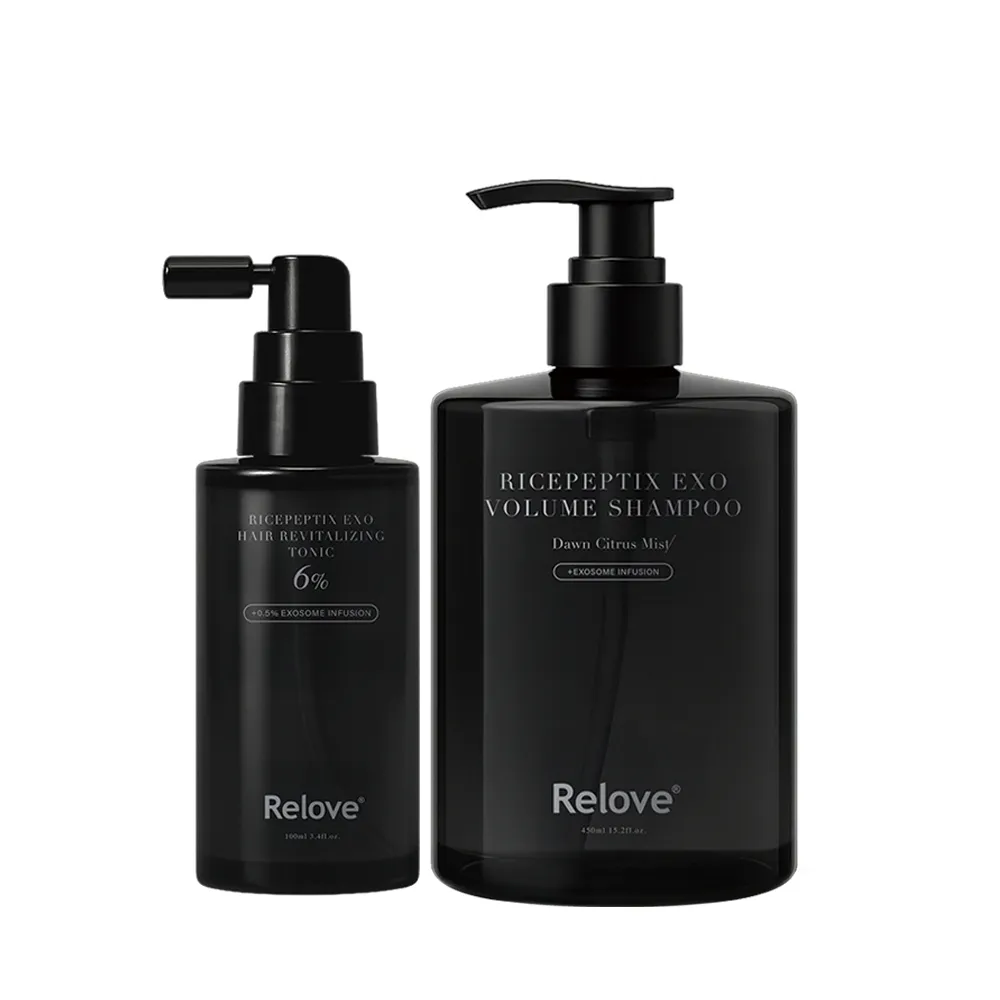 【Relove】黑泌肽12%養髮組(豐盈洗髮精450ml晨柑朝露香+12%養髮液100ml)頭皮水 頭皮護理 頭皮精華