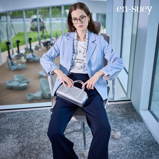 【en-suey 銀穗】EU腰剪接變化設計寬長褲-女