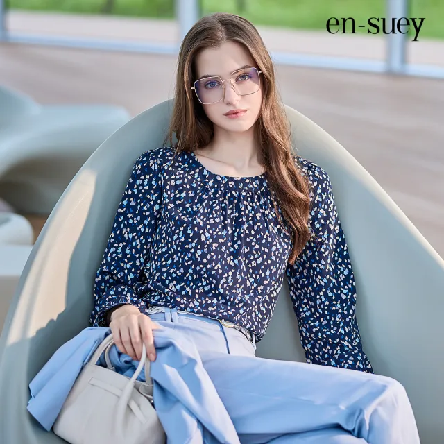 【en-suey 銀穗】EU不規則點點印花上衣-女